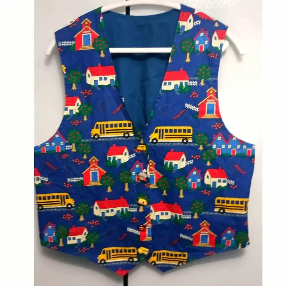Vintage handmade vest teacher core grandpa core blue M/L specialized button - Picture 1 of 10